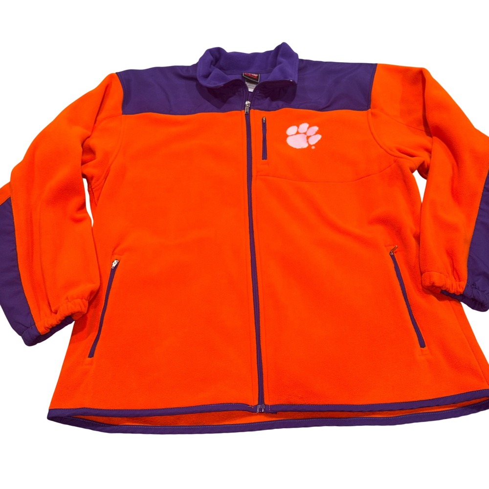 Fleece Jacket Mens XL Orange Purple Clemson Tigers Genuine Stuff